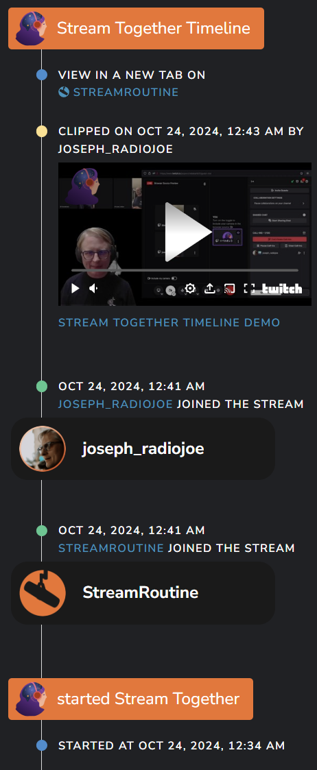 Stream Together Timeline